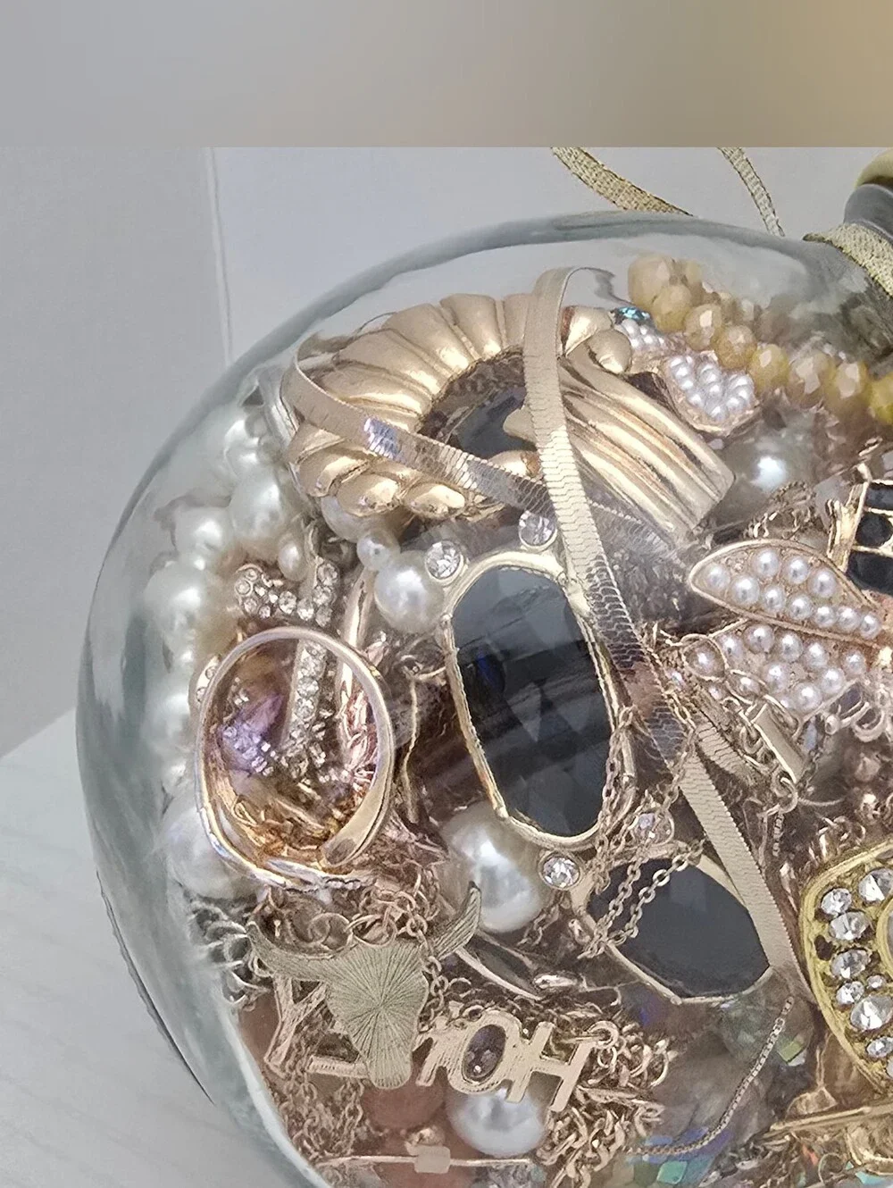 Gold & Pearl Women's Jewelry Gift Jar - Assorted Bracelets and Necklaces